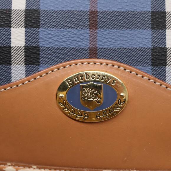 Burberry Nova Check Shoulder Bag Pvc Leather Blue Gold - Picture 15 of 16